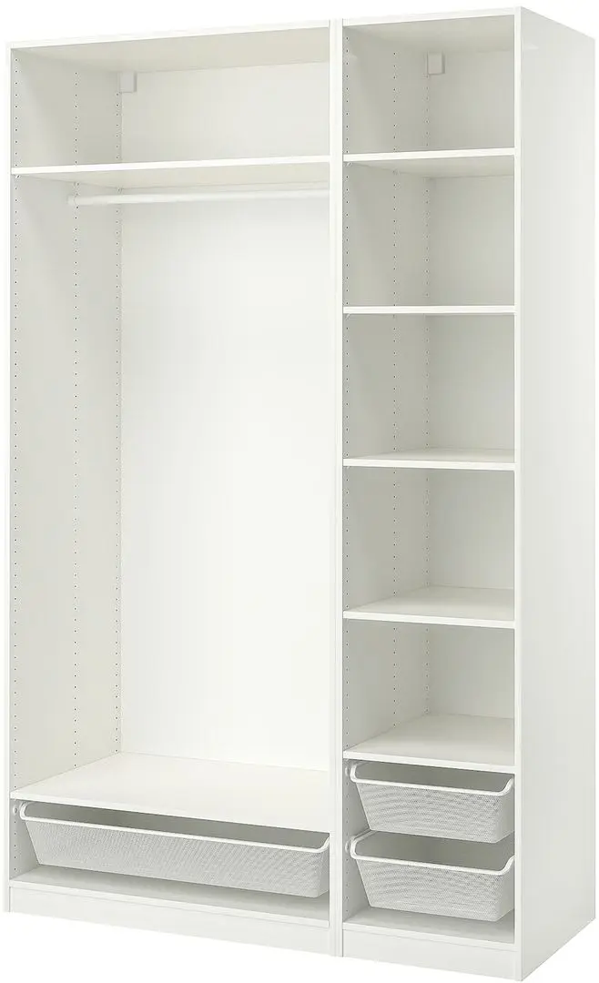Sistem depozitare Ikea Pax rafturi/bara/cosuri 150x58x236 (Alb)