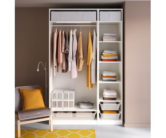 Sistem depozitare Ikea Pax rafturi/bara/cosuri 150x58x236 (Alb)