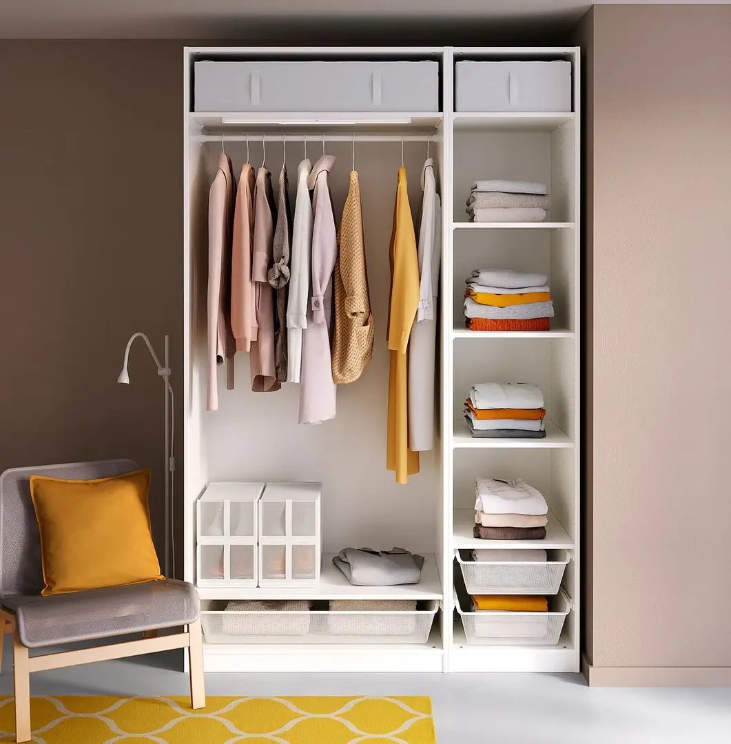 Sistem depozitare Ikea Pax rafturi/bara/cosuri 150x58x236 (Alb)