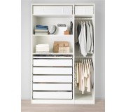 Sistem depozitare Ikea Pax rafturi/bare/sertare 150x58x236 (Alb)