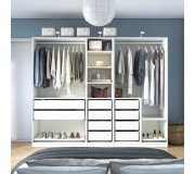 Sistem depozitare Ikea Pax rafturi/bare/sertare 250x58x201 (Alb)