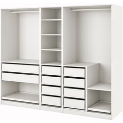 Sistem depozitare Ikea Pax rafturi/bare/sertare 250x58x201 (Alb) Thumb