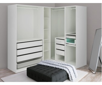 Sistem depozitare Ikea Pax rafturi/bare/sertare/cos 210/160x201 (Alb)