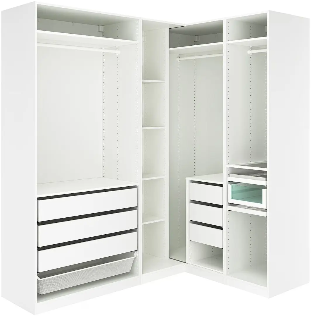 Sistem depozitare Ikea Pax rafturi/bare/sertare/cos 210/160x236 (Alb)