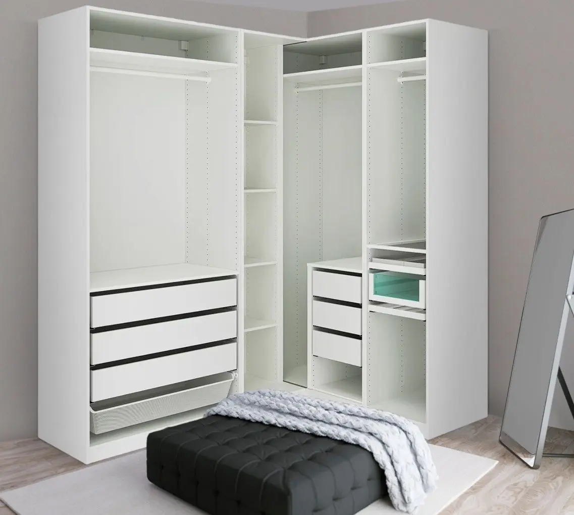 Sistem depozitare Ikea Pax rafturi/bare/sertare/cos 210/160x236 (Alb)