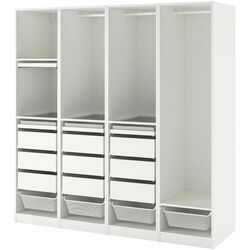 Sistem depozitare Ikea Pax rafturi/bare/sertare/cosuri 200x58x201 (Alb) Thumb