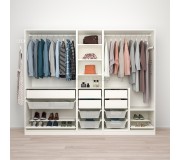 Sistem depozitare Ikea Pax rafturi/bare/sertare/cosuri 250x58x201 (Alb)