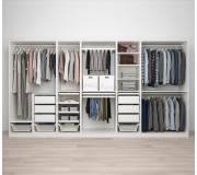 Sistem depozitare Ikea Pax rafturi/bare/sertare/cosuri 375x58x201 (Alb)