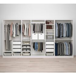 Sistem depozitare Ikea Pax rafturi/bare/sertare/cosuri 375x58x201 (Alb)
