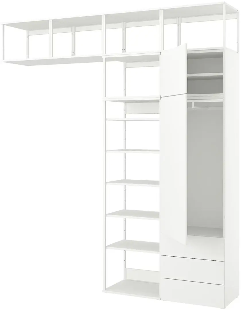 Sistem depozitare Ikea Platsa/Fonnes 2 usi/3 sertare/rafturi/bara 240x42x261 (Alb)