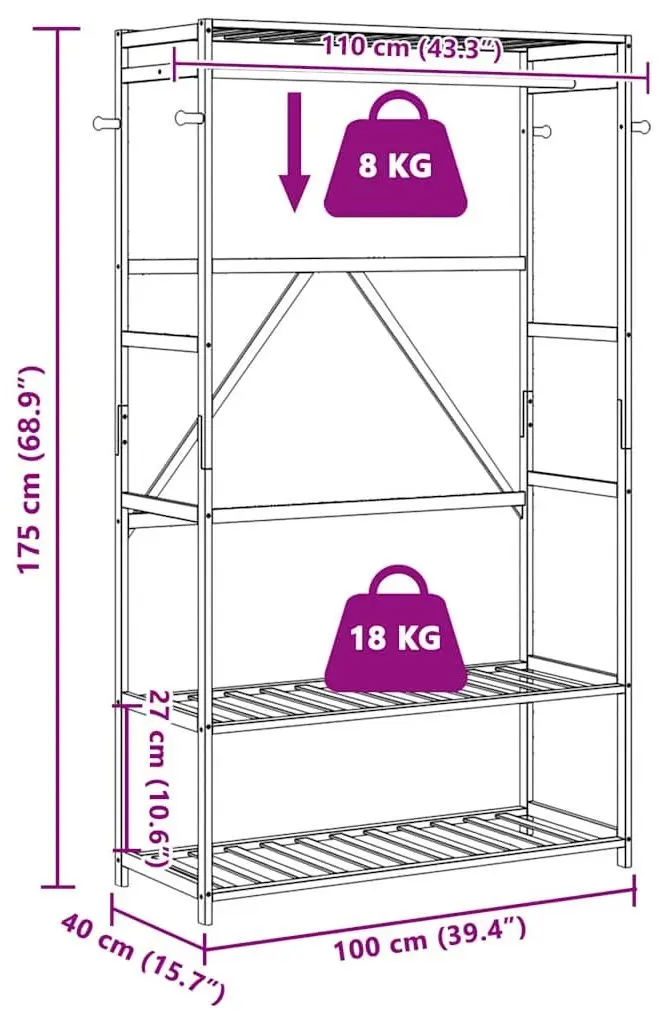 Система хранения VidaXL 4008924 (Bamboo)