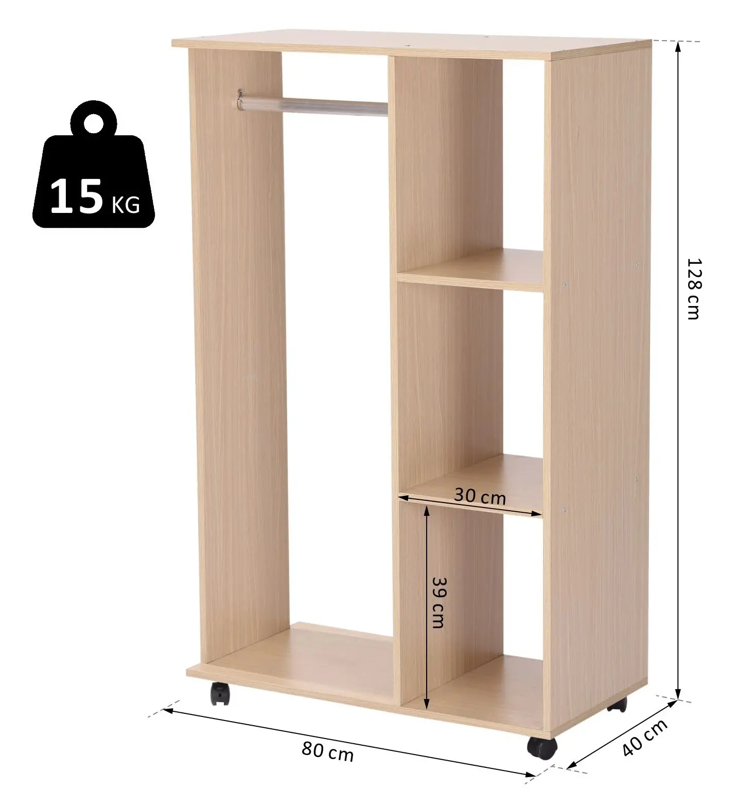 Открытый шкаф для одежды Homcom 831-078 (Natural) - 5