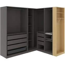 Система хранения Ikea Pax полки/штанги/ящики/корзина/стеллаж 210/180x201 (Тёмно-серый/Имитация Дуба) Thumb