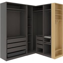 Система хранения Ikea Pax полки/штанги/ящики/корзина/стеллаж 210/180x236 (Тёмно-серый/Имитация Дуба) Thumb
