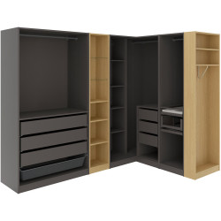 Система хранения Ikea Pax полки/штанги/ящики/корзина/стеллажи 245/180x201 (Тёмно-серый/Имитация Дуба) Thumb