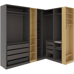 Система хранения Ikea Pax полки/штанги/ящики/корзина/стеллажи 245/180x236 (Тёмно-серый/Имитация Дуба) Thumb