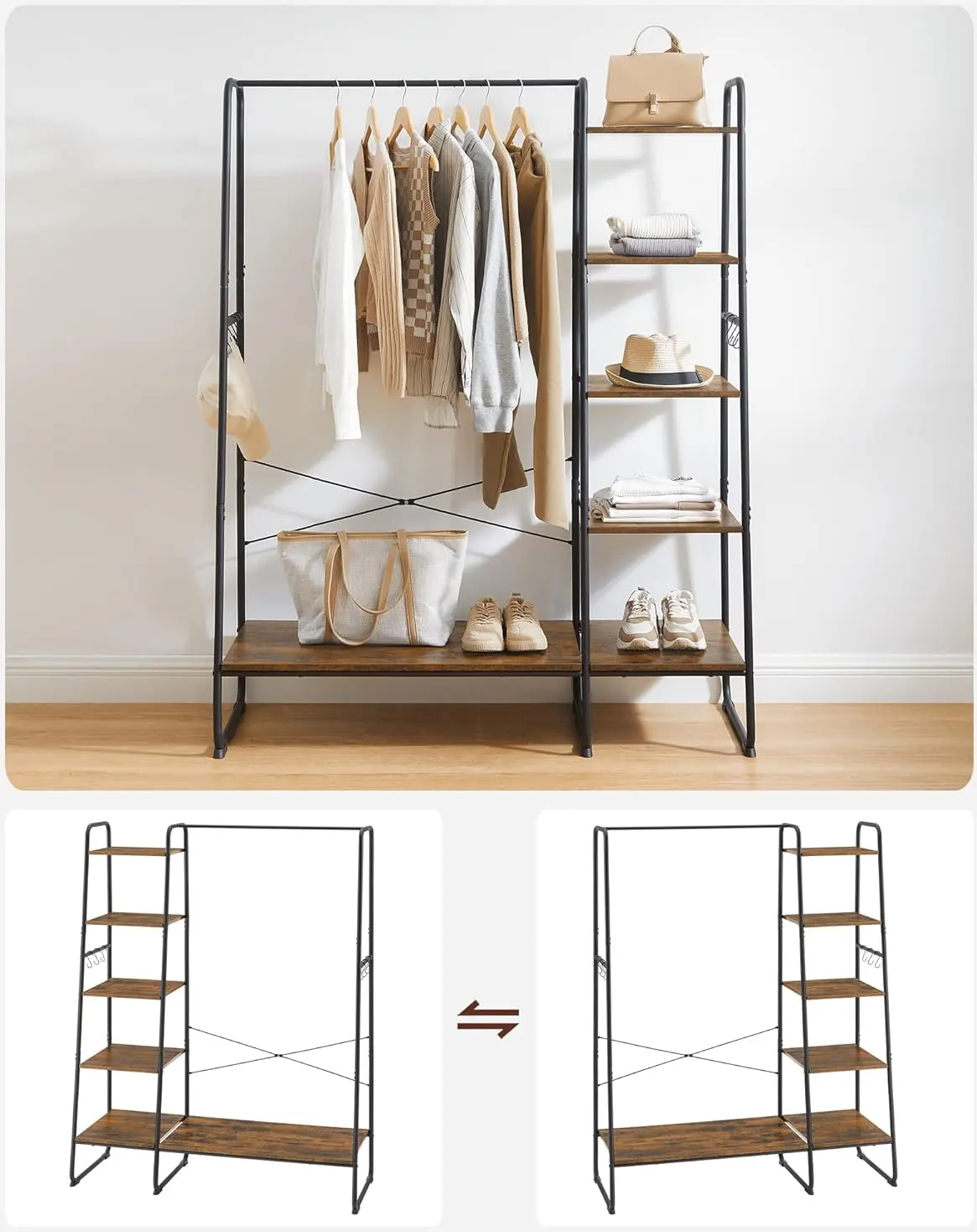 Sistem depozitare Vasagle RGR116B01 (Rustic Brown/Black) - 8