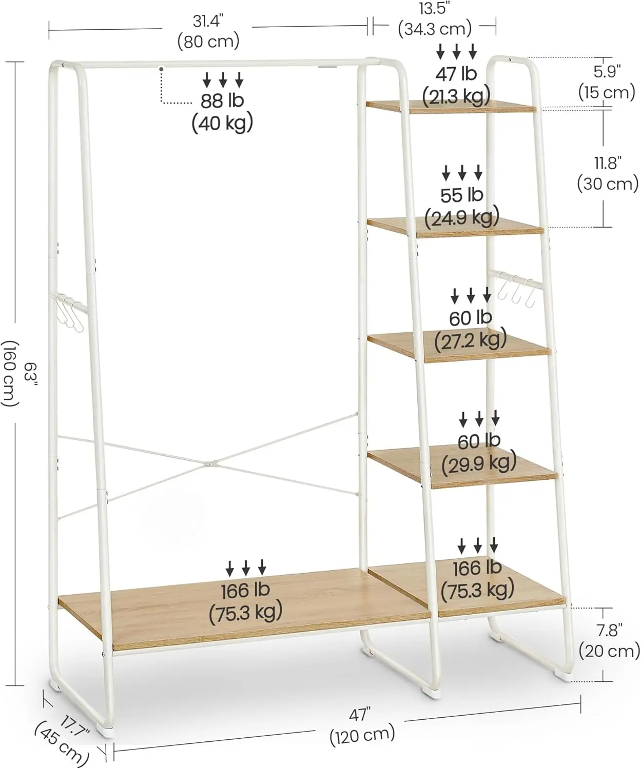 Sistem depozitare Vasagle RGR116W09 (Oak/White) - 6