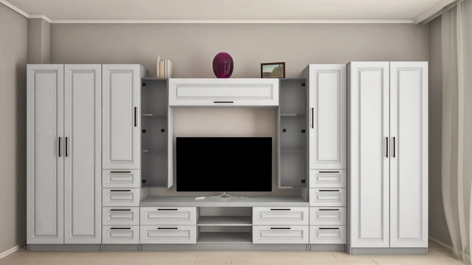 Гостиная Bafimob Людмила-ФY ТВ-1.2м 4.2м (Grey/Stone Oak)