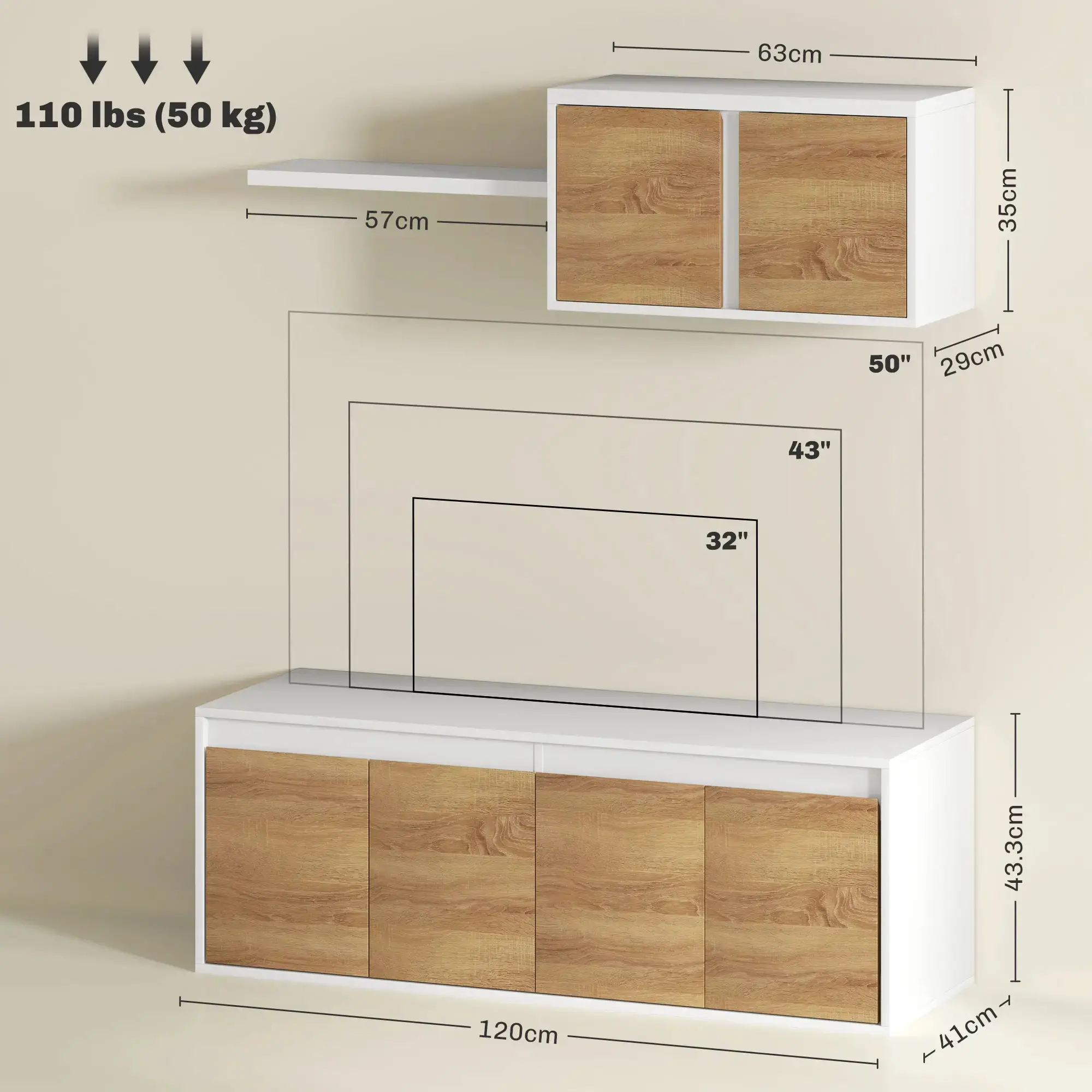 Living Homcom 83B-159V00WT (White/Natural) - 5