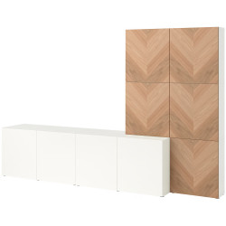 Living Ikea Besta/Lappviken/Hedeviken cu usi 300x42x193 (Alb/Stejar) Thumb