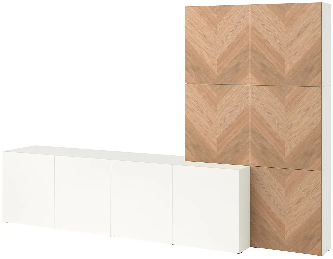 Living Ikea Besta/Lappviken/Hedeviken cu usi 300x42x193 (Alb/Stejar) - 2