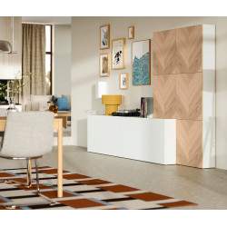 Living Ikea Besta/Lappviken/Hedeviken cu usi 300x42x193 (Alb/Stejar)