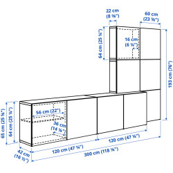 Гостиная Ikea Besta/Lappviken с дверцами 300x42x193 (Белый) Thumb