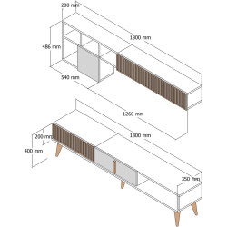 Living Mirage Meble Milan TV (Walnut/White) Thumb