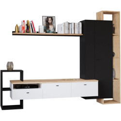 Гостиная Tempo Kondela Deniso (Black/White/Golden Oak) Thumb