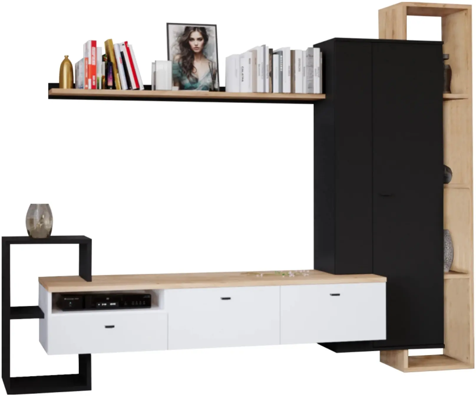 Гостиная Tempo Kondela Deniso (Black/White/Golden Oak) - 3