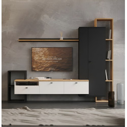 Гостиная Tempo Kondela Deniso (Black/White/Golden Oak) Thumb