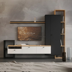 Гостиная Tempo Kondela Deniso (Black/White/Golden Oak)