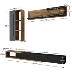 Гостиная Tempo Kondela Kalvados 2 (Tacho Oak/Anthracite) Thumb