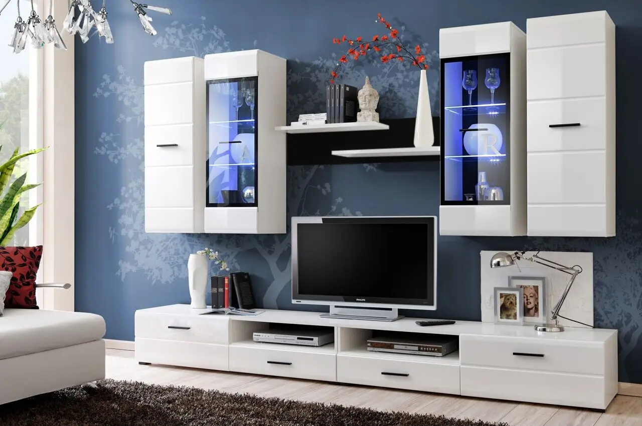 Гостиная Yasen Вушер RTV1D1SP/RTV1D1SL/SFW1W/SFW1D/РOL/110 (Нимфея Альба/Белый Глянец)