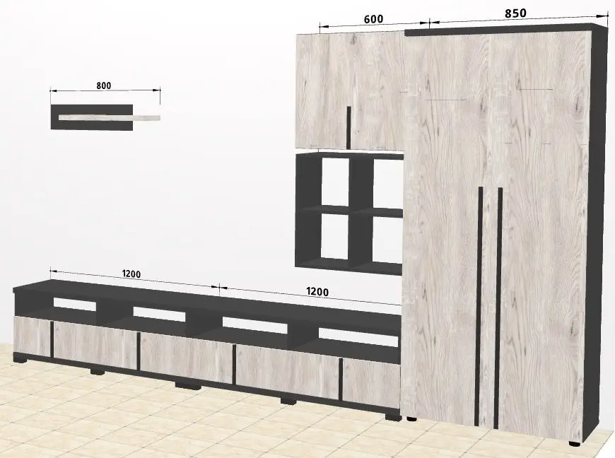 Гостиная Ambianta Duet 1 3.25м (Самоа Белый/Серый)