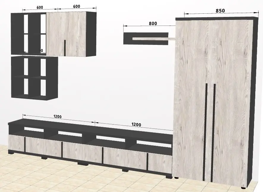 Гостиная Ambianta Duet 2 3.25м (Самоа Белый/Серый)