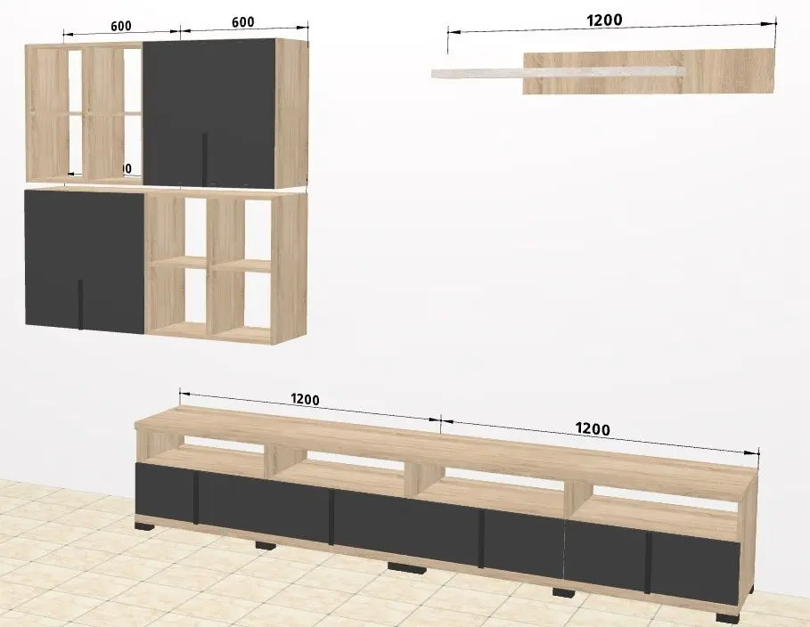 Гостиная Ambianta Duet 5 2.4м (Бардолино/Серый)