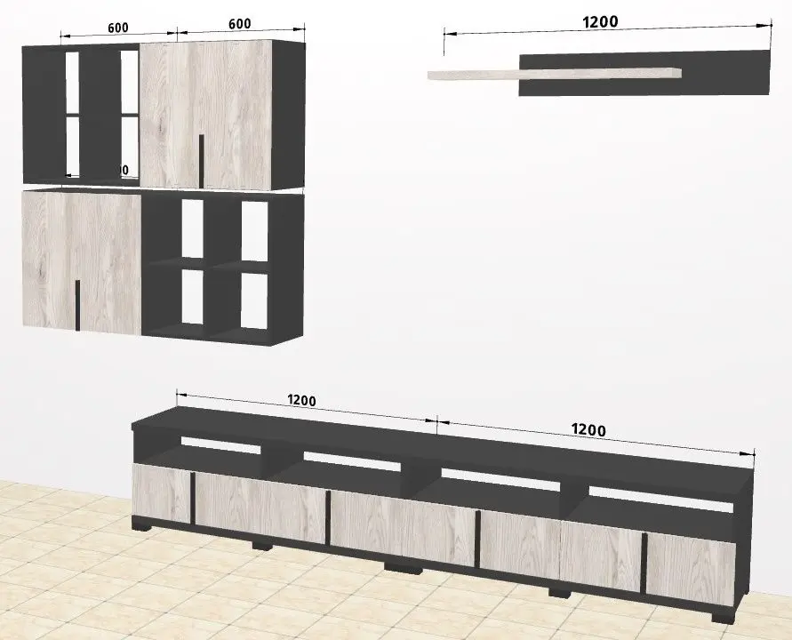 Гостиная Ambianta Duet 5 2.4м (Самоа Белый/Серый)
