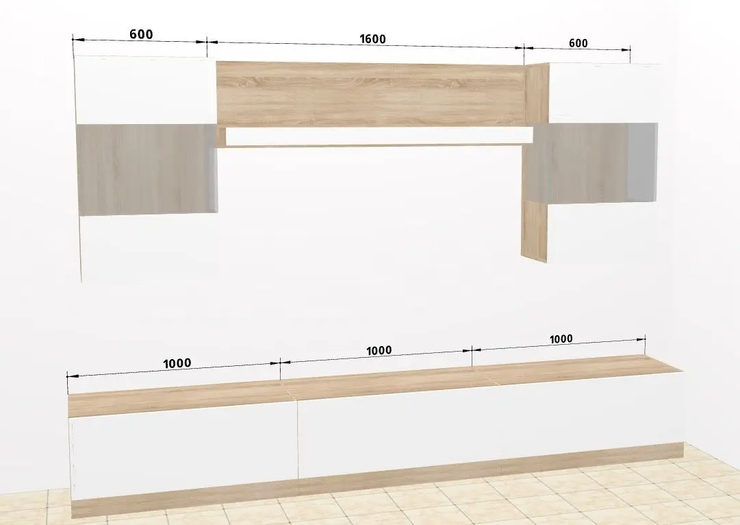 Living Ambianta Palermo 1 3.0m (Alb/Bardolino)