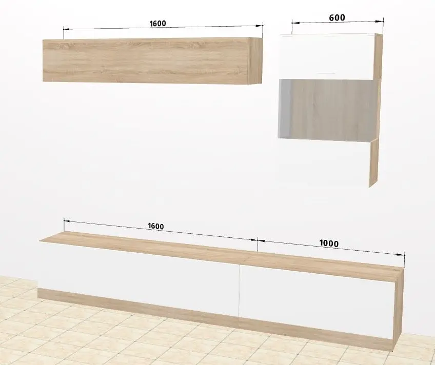 Living Ambianta Palermo 3 2.6m (Alb/Bardolino)