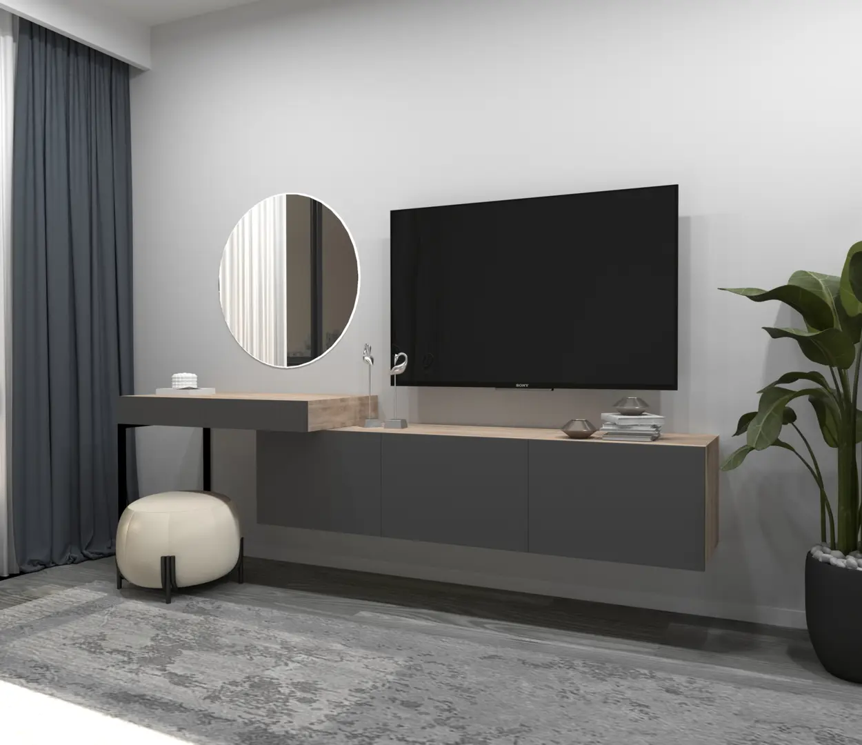 Living Arta Mobilei G02 AM113 (Sonoma Oak/Graphite)