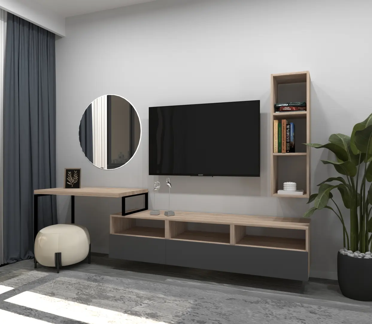 Living Arta Mobilei G09 AM120 (Sonoma Oak/Graphite)