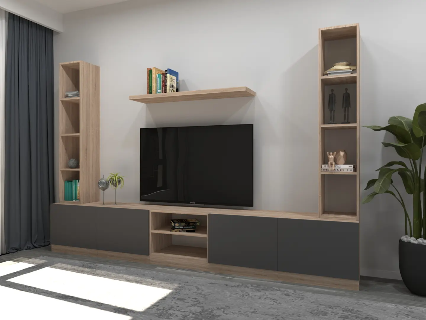 Living Arta Mobilei G17 AM128 (Sonoma Oak/Graphite)