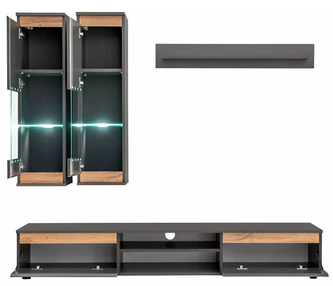 Living ASM Modo ANWT MD 1.7m (Anthracite/Wotan Oak)