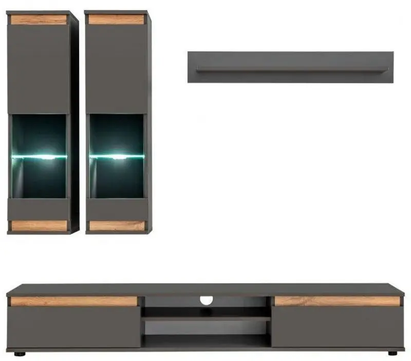 Living ASM Modo ANWT MD 1.7m (Anthracite/Wotan Oak)