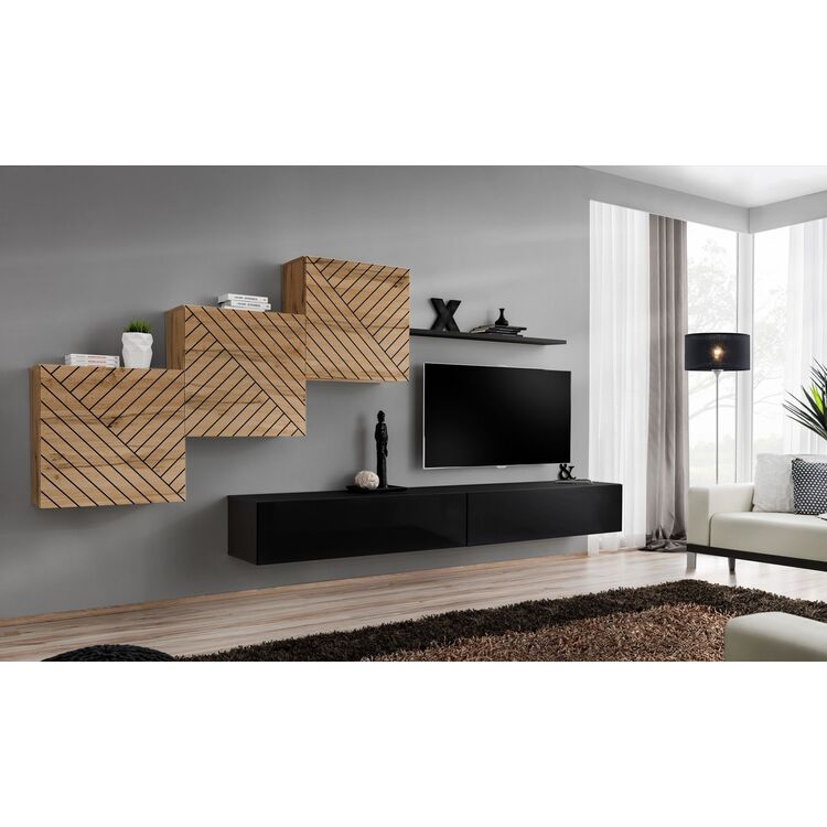 Гостиная ASM Switch X WTSL SW10 3.3м (Black Gloss/Wotan Oak)