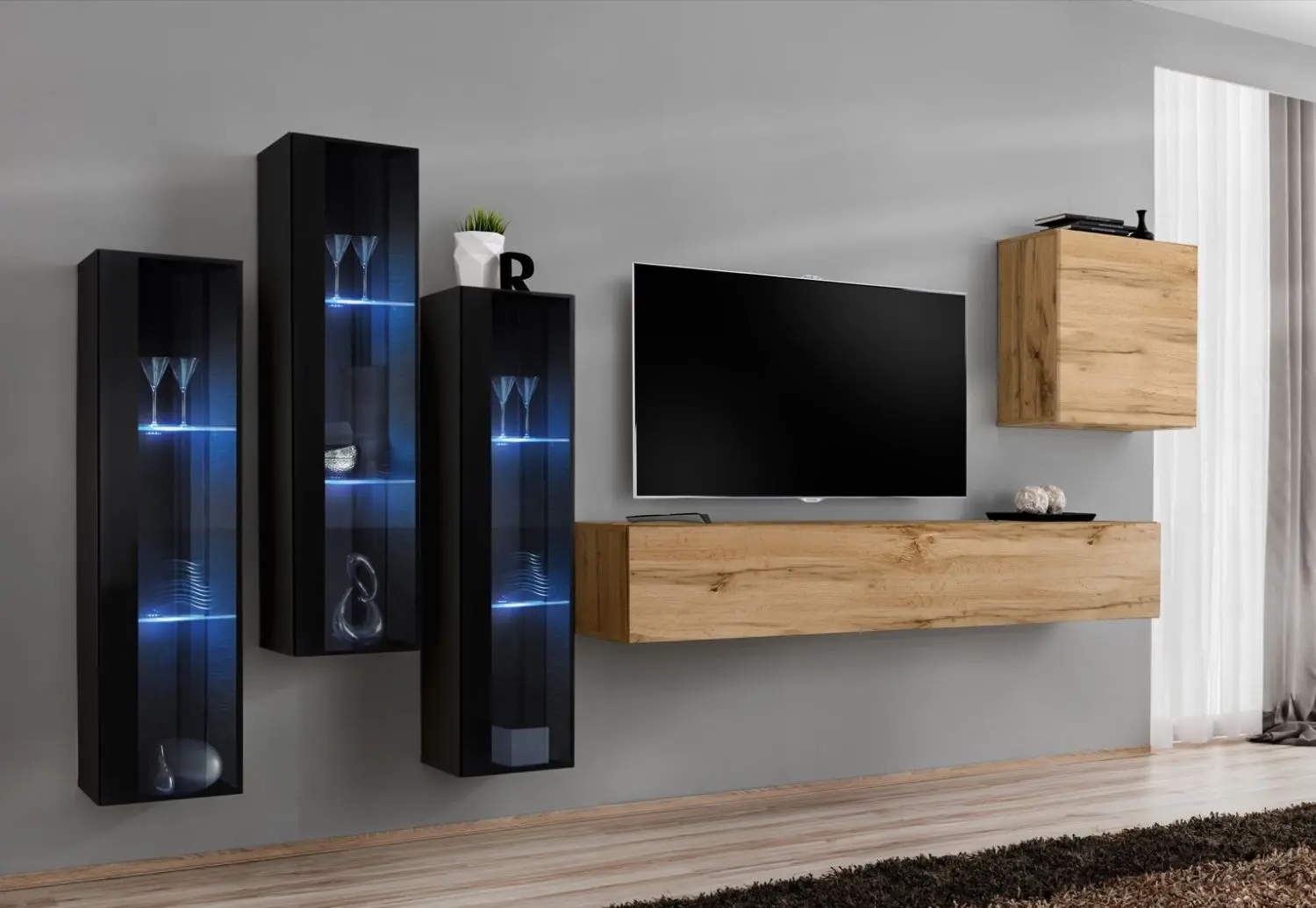 Гостиная ASM Switch XIII SWT SW13 3.3м (Black Gloss/Wotan Oak)