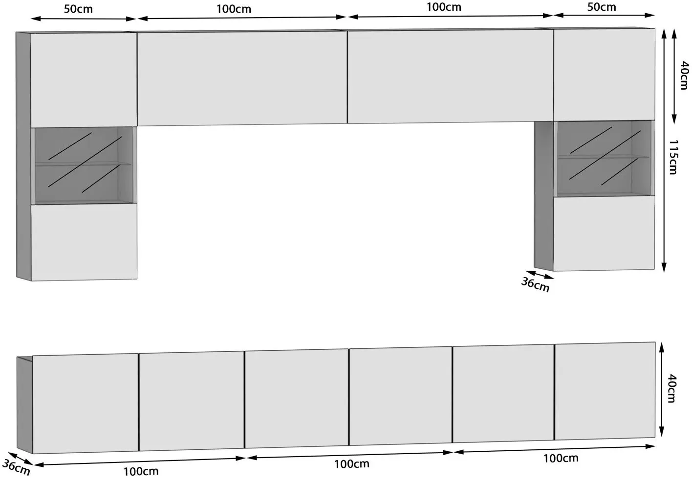 Гостиная Belini Imperium IMP 1/5/W/WDWWDW/0/0 3.0m (White High Gloss/Wotan Oak)