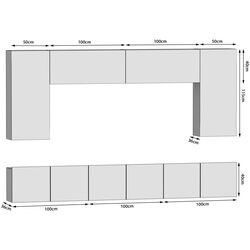 Гостиная Belini Imperium IMP 2/5/W/WDWWDW/0/0 3.0m (White High Gloss/Wotan Oak) Thumb